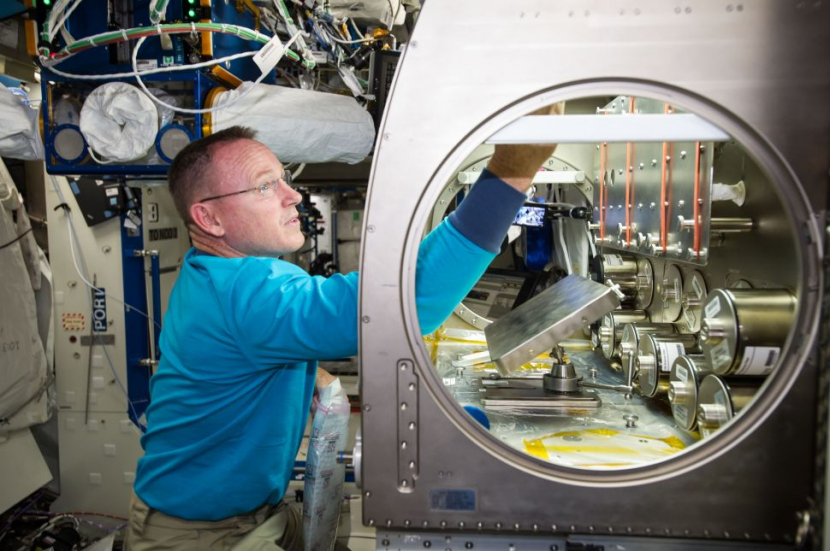 Astronot NASA Barry Butch Wilmore memasang perangkat keras Rodent Reseach-1 di Stasiun Luar Angkasa Internasional. Gambar: NASA