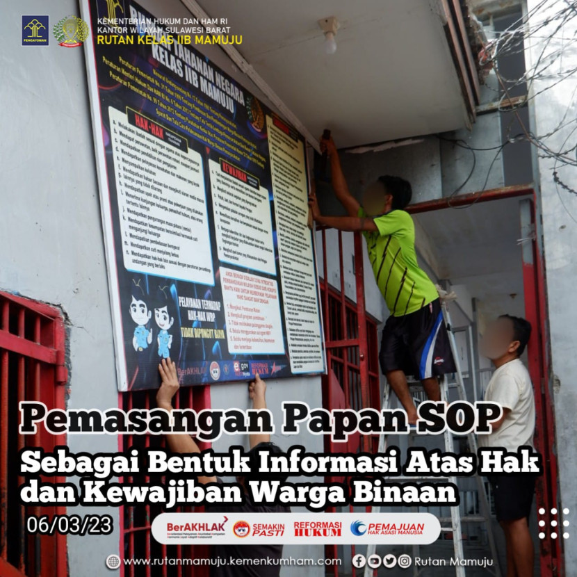 Pemasangan Papan SOP, Sebagai Bentuk Informasi Hak Dan Kewajiban WBP