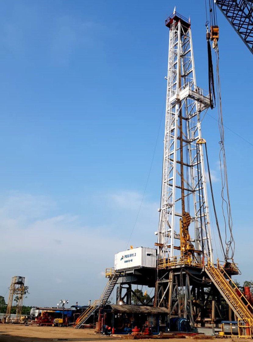 Rig pengeboran sumur eksplorasi Anggrek Violet atau AVO-001 di wilayah kerja Pertamina EP yang berlokasi di Sumatera Selatan. (FOTO: Humas SKK Migas)