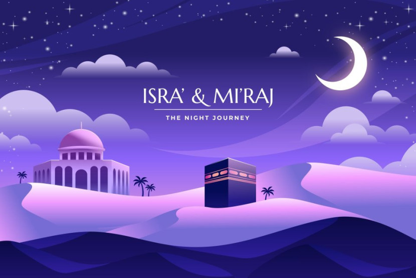 Perjalanan Isra dan Mikraj dilakukan pada malam hari dengan menempuh waktu 1/3 malam. 