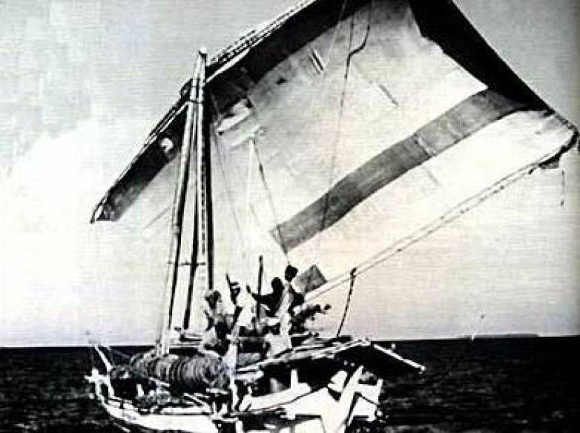 Jenis perahu yang dipakai pelut Sulawesi ke Australia. (Wikimedia Commons).