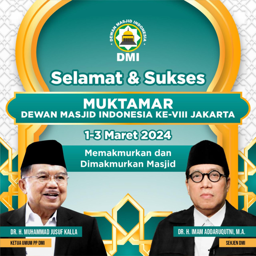 Flayer Muktamar DMI yang akan berlangsung di Jakarta, 1-3 Maret 2024. (Foto: Dok Ruzka Indonesia)