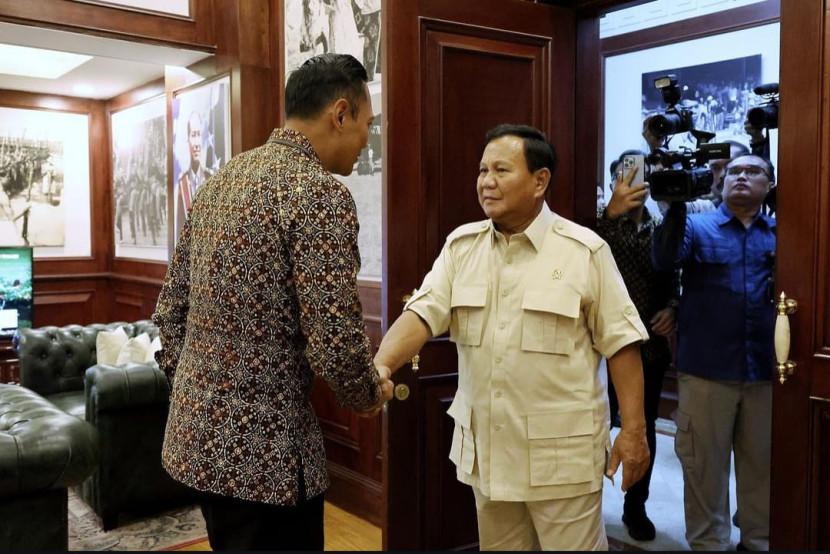 Menteri ATR/Kepala BPN Agus Harimurti Yudhoyono sowan ke kantor Menhan Prabowo Subianto, Selasa (5/3/2024). Sumber:Republika.co.id