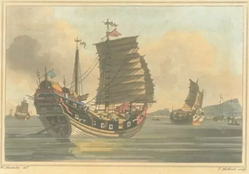 Kapal-kapal jung milik bajak laut Cina. (wikimedia commons)