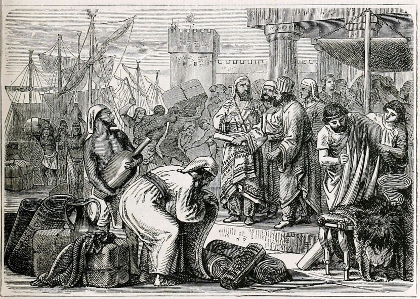 Ilustrasi para pelaut dan pedagang Fenisia. (Wikimedia Commons)