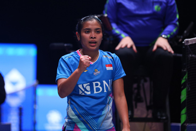 Pemain tunggal putri Gregoria Mariska Tunjung. Gregoria akan melawan Akane Yamaguchi di perempat final All England 2024. (Sumber foto: PBSI)