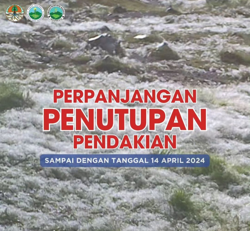 Pengumuman perpanjangan penutupan pendakian Gunung Gede Pangrango. Dok BB TNGGP