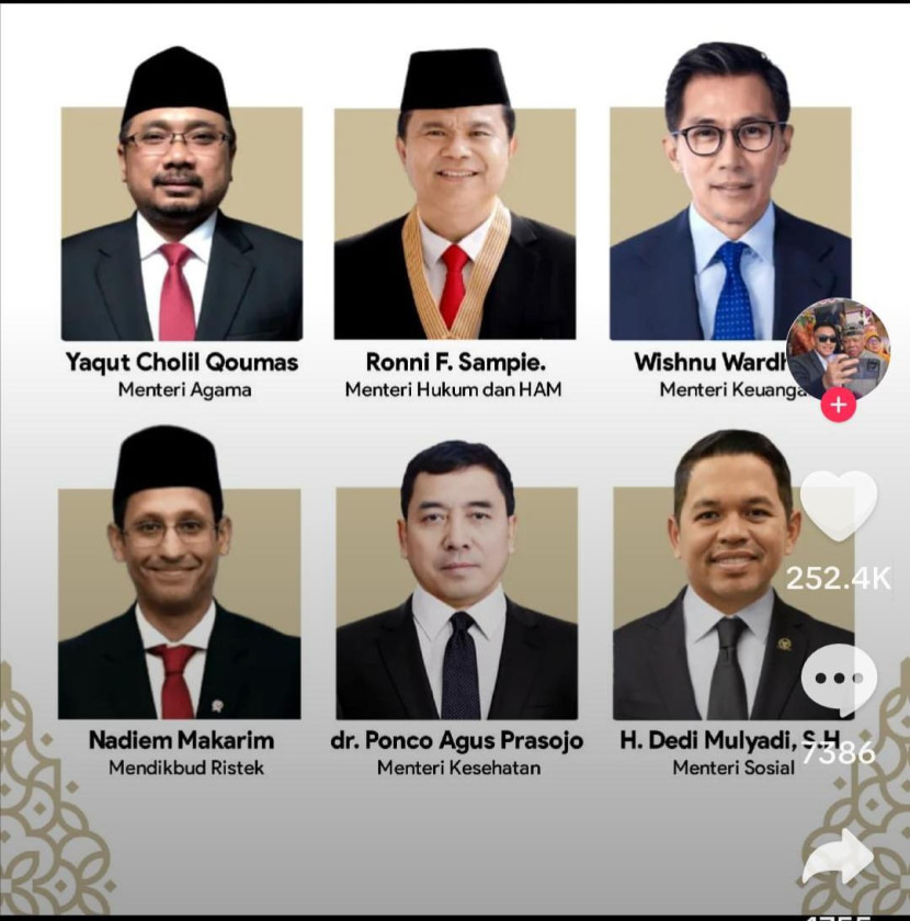 Beredar nama calon menteri kabinet Prabowo-Gibran.