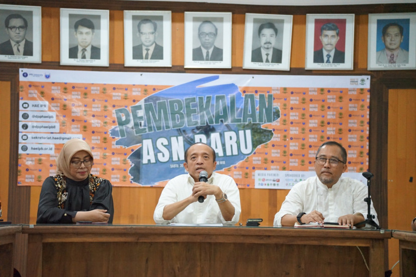 Ketua Umum DPP HAE IPB Bambang Hendroyono menyampaikan bahwa kegiatan tahunan HAE IPB ini merupakan bagian dari rangkaian Road to Hari Pulang Kampus ke-19 (HAPKA XIX) Tahun 2024 yang puncaknya akan digelar pada bulan September nanti. (Dok Yayasan HAE-IPB)