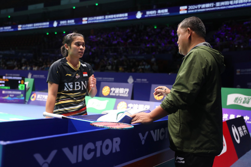 Pemain tunggal putri Gregoria Mariska Tunjung akan melawan pemain Cina, Chen Yufei di perempat final Kejuaraan Asia 2024.