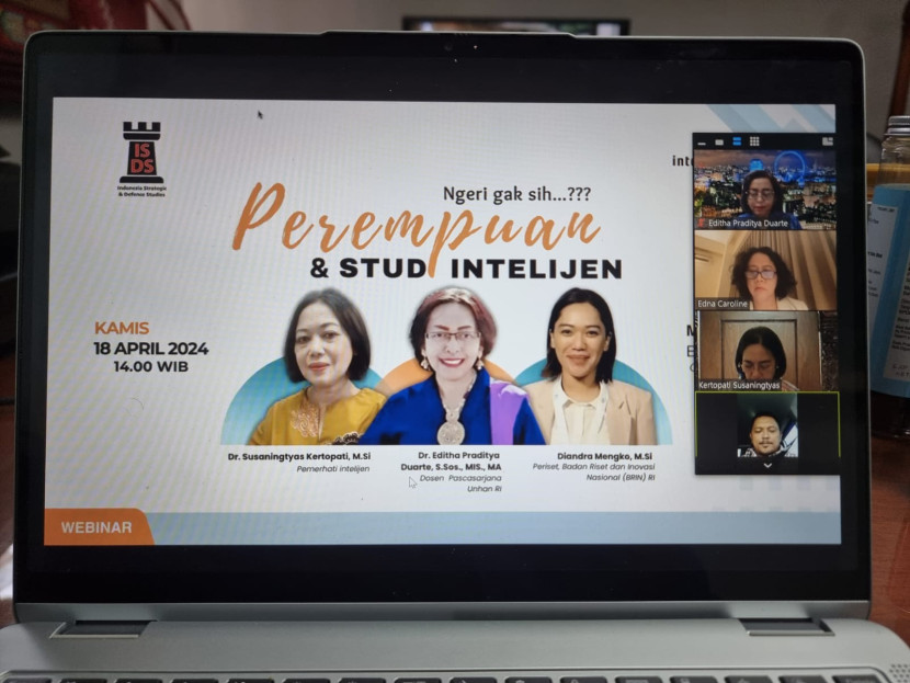 Webinar ISDS bertema 'Ngeri Gak Sih, Perempuan dan Studi Intelijen'.