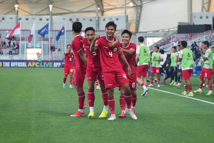 Para pemain timnas Indonesia U-23 saat merayakan gol di Piala Asia U-23 2024 Qatar. (Foto: pssi.or.id)