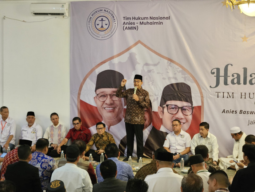 Tim Hukum Nasional Anies Baswedan dan Muhaimin Iskandar (THN AMIN) menggelar halal bihalal bersama Anies Baswedan dan Muhaimin Iskandar di salah satu posko Timnas AMIN di Jakarta, Minggu (21/4/2024). (Foto: THN AMIN)