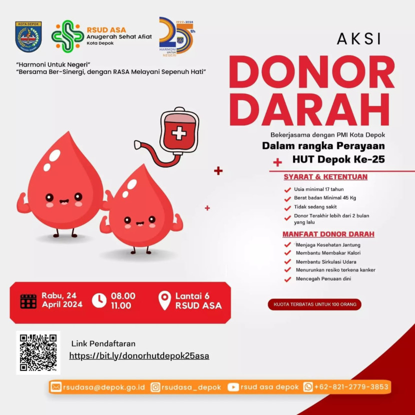 Dok.Depok.go.id Flyer Donor Darah RSUD ASA dalam rangka menyambut HUT Kota Depok Ke-25