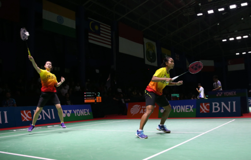 Pasangan ganda putri Ridya Aulia Fatasya/Kelly Larissa. Ridya/Kelly kalah di babak semifinal Denmark Challenge 2024. (Sumber foto: PBSI)