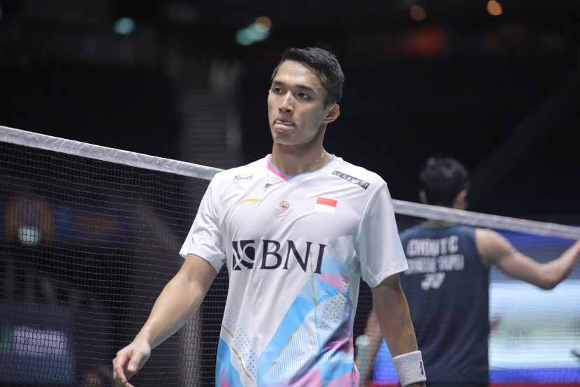 Pemain tunggal putra Jonatan Christie. Jonatan takluk di babak pertama Singapore Open 2024. (Sumber foto: PBSI)