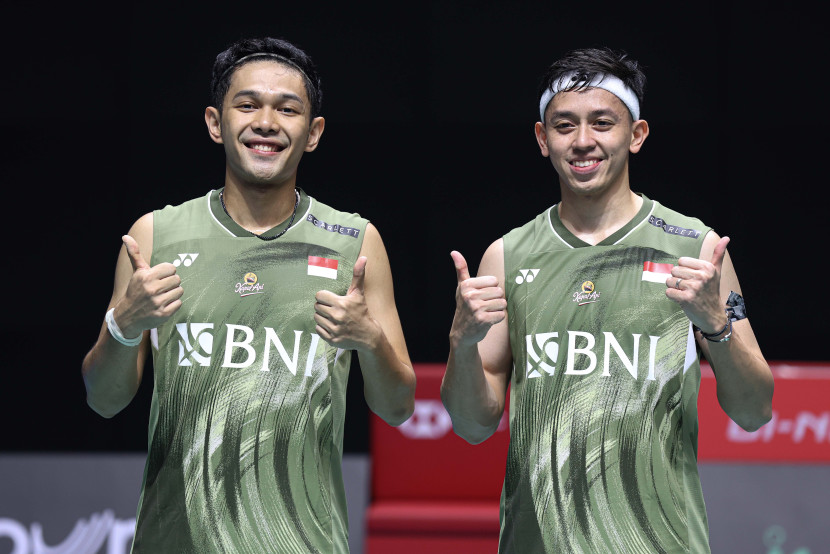 Pasangan ganda putra Fajar Alfian/Muhammad Rian Ardianto melangkah ke babak final Singapore Open 2024.