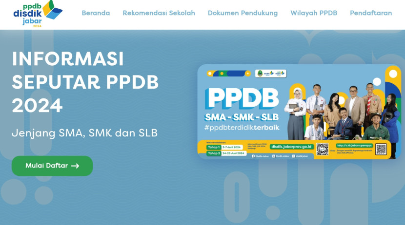 Tangkapan layar Website PPDB Jabar 2024. 