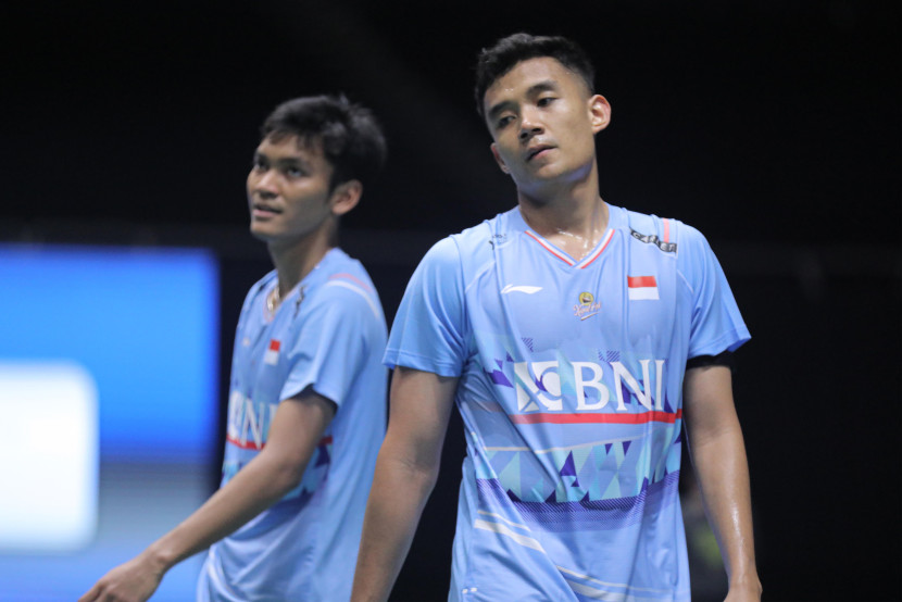 Pasangan ganda putra Bagas Maulana/Muhammad Shohibul Fikri ke babak kedua Indonesia Open 2024. (Sumber foto: PBSI)