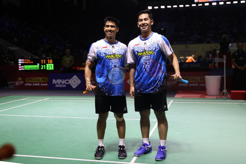 Pasangan non Pelatnas, Sabar Karyaman Gutama/Moh Reza Pahlevi Isfahani melangkah ke semifinal Indonesia Open 2024. (Sumber foto: PBSI)