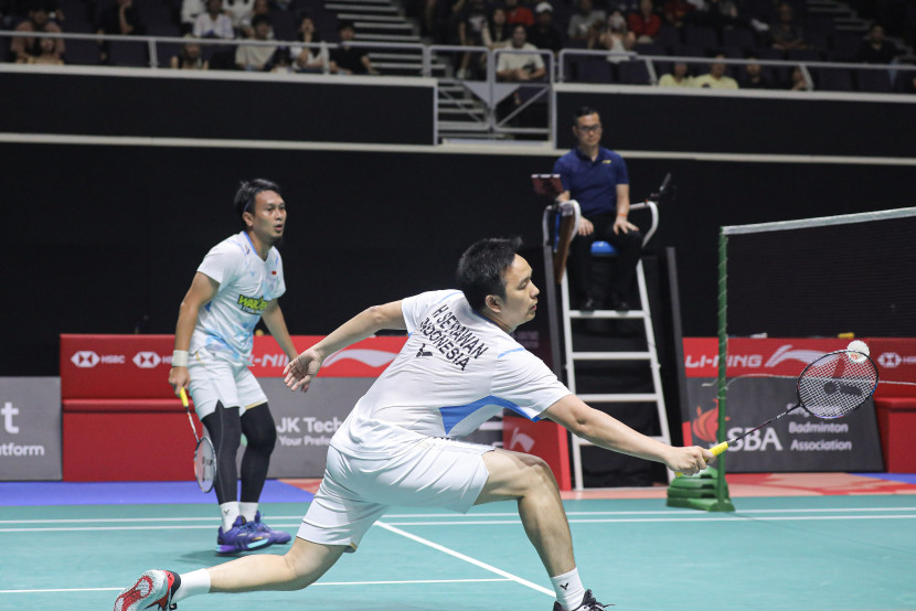 Pasangan senior Hendra Setiawan/Mohammad Ahsan melaju ke babak kedua Australia Open 2024. (Sumber foto: PBSI)