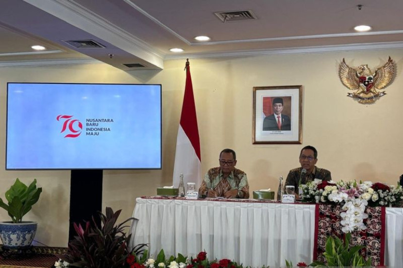 Pemerintah meluncurkan logo HUT ke-79 RI di Wisma Negara, Jakarta, pada Senin (24/6/2024). 