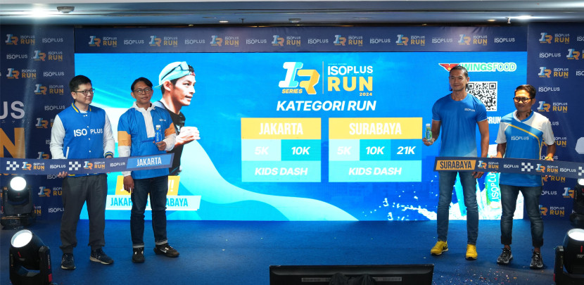 Peluncuran perlombaan lari berskala nasional, Isoplus Run Series 2024 di dua kota besar Indonesia yaitu<a href=