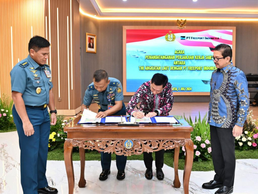 Kerja sama antara TNI AL dan PTFI terkait pembangunan Lanal Timika.