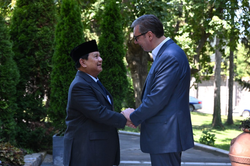 Presiden Terpilih sekaligus Menteri Pertahanan RI Prabowo Subianto bertemu Presiden Serbia Aleksandar Vucic di Beograd pada Senin (29/7/2024).