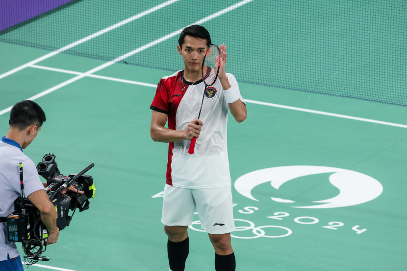 Pemain tunggal putra Jonatan Christie gagal lolos fase grup di Olimpiade 2024. (Source: PBSI/Badmintonphoto/Yohan Nonotte)