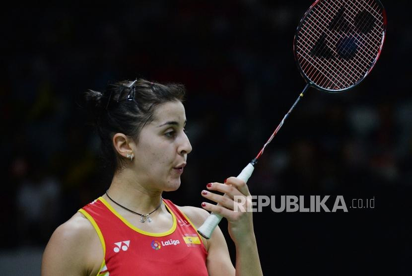 Pemain Spanyol Carolina Marin mundur di partai semifinal Olimpiade 2024.