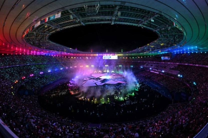 Upacara penutupan Olimpiade Paris 2024 di Stade de France, di Saint-Denis, utara Paris, Minggu (11/8/2024) waktu setempat, atau Senin (12/8/2024) dini hari WIB. (Foto: Dok Republika)