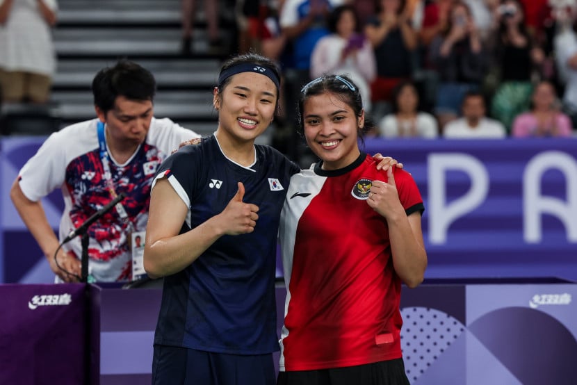 Para peraih medali emas Olimpiade 2024 mundur dari turnamen Japan Open 2024. Salah satunya peraih emas tunggal putri dari Korea, An Se Young (Kiri). (Source: PBSI/Badmintonphoto/Yohan Nonotte)