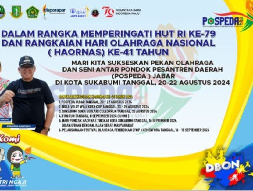 Pospeda tingkat Jabar akan digelar di Kota Sukabumi mulai 20 Agustus 2024.