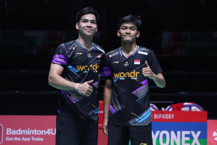 Pasangan baru Daniel Marthin/Muhammad Shohibul Fikri melangkah ke babak kedua Japan Open 2024. (PBSI)