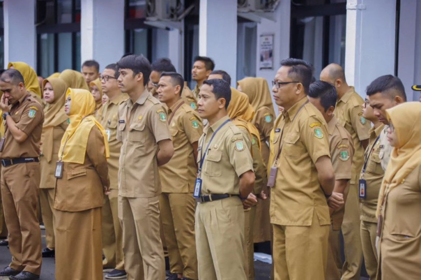 Para ASN Pemkot Sukabumi tengah mengikuti apel pagi (Ilustrasi).