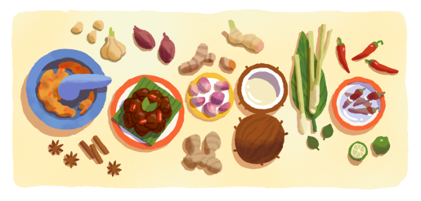 Rendang tampil di Google Doodle. (Tangkapan layar Google)