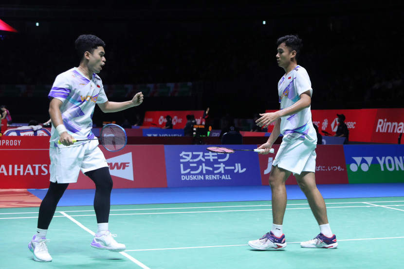 Pasangan baru ganda putra Bagas Maulana/Leo Rolly Carnando melaju ke babak perempat final Japan Open 2024. (PBSI)