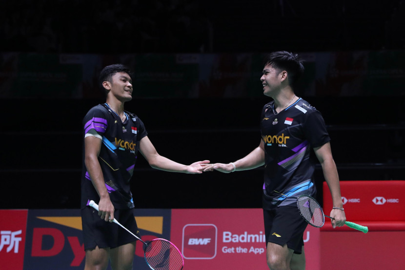 Pasangan baru Daniel Marthin/Muhammad Shohibul Fikri melaju ke babak semifinal Japan Open 2024. (PBSI)