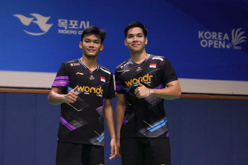 Dua pasangan ganda putra Indonesia lolos ke babak kedua Korea Open 2024. (PBSI)