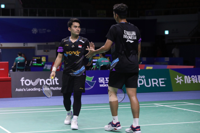 Pasangan ganda Bagas Maulana/Leo Rolly Carnando melangkah ke perempat final Korea Open 2024. (PBSI)