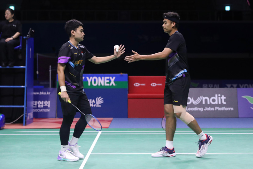 Pasangan baru Bagas Maulana/Leo Rolly Carnando melaju ke babak final Korea Open 2024. (PBSI)