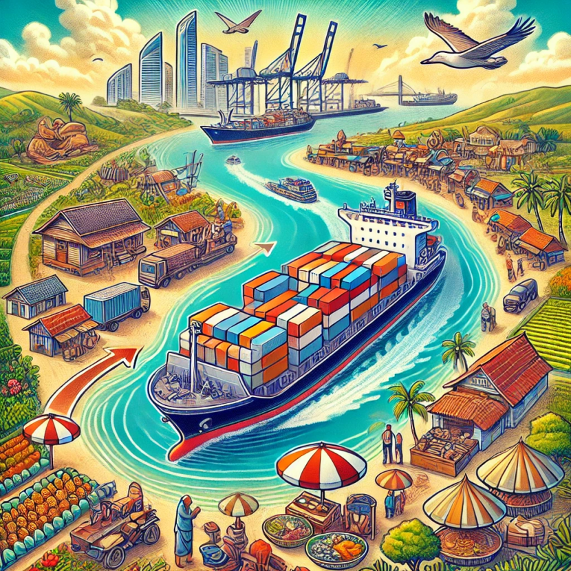 Ilustrasi muatan balik dalam sistem Tol Laut Indonesia. Sumber: Istimewa.