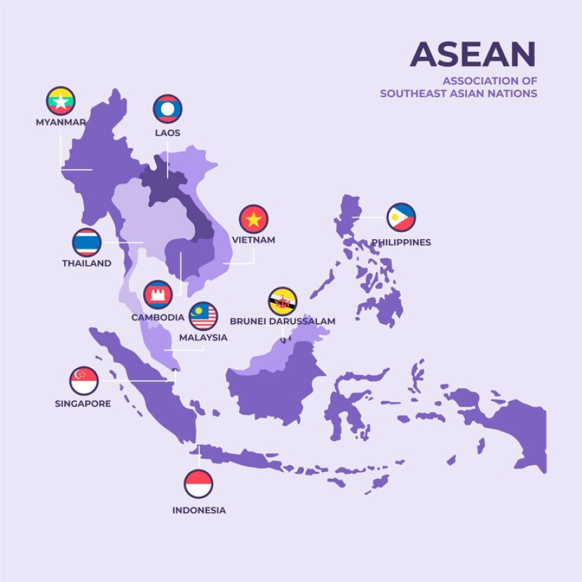 Ilustrasi peta negara Anggota ASEAN. Sumber: Freepik