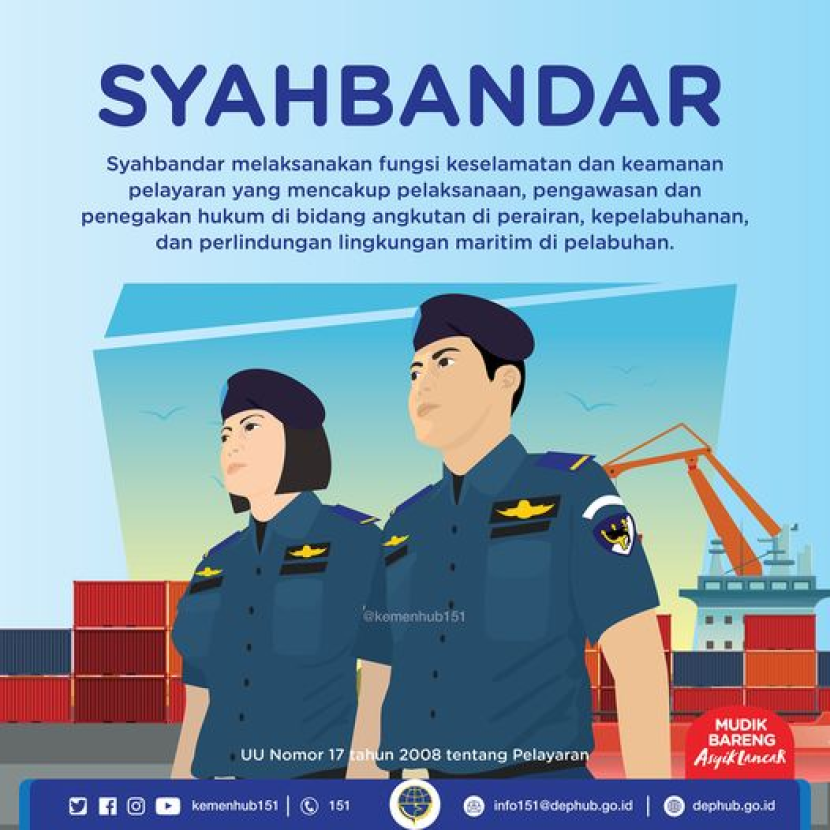 Infografis Peran singkat Syahbandar. Sumber: Facebook resmi Kementerian Perhubungan 