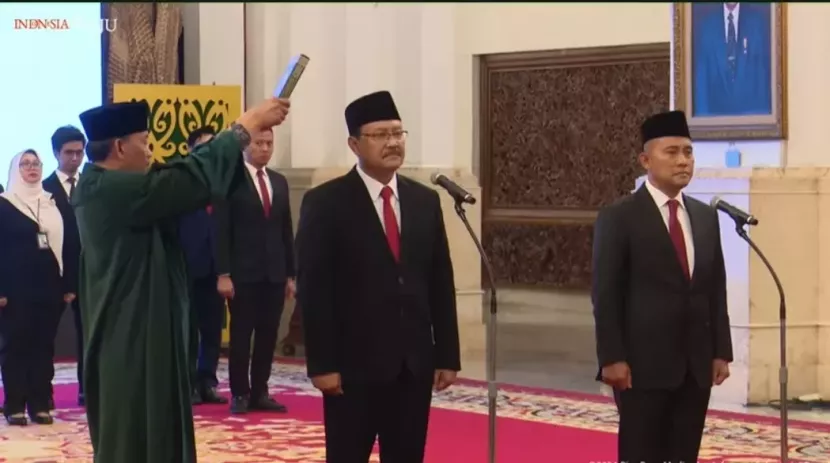 Saifullah Yusuf alias Gus Ipul dilantik sebagai Menteri Sosial (Mensos) dan Irjen Pol Eddy Hartono sebagai Kepala BNPT di Istana Negara, Jakarta, Rabu (11/9/2024).