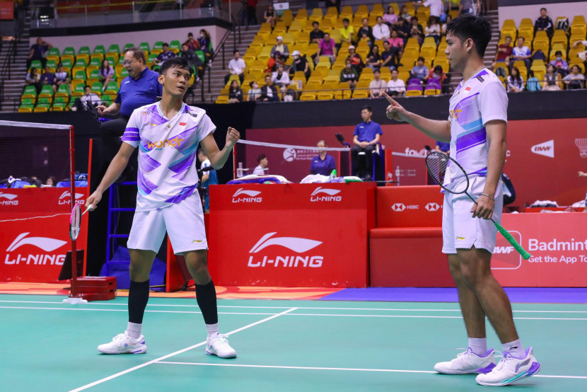 Daniel Marthin/Muhammad Shohibul Fikri mengalahkan juara Japan Open 2024 dari Malaysia, Nur Izuddin/Goh Sze Fei di babak kedua Hong Kong Open 2024. (PBSI)