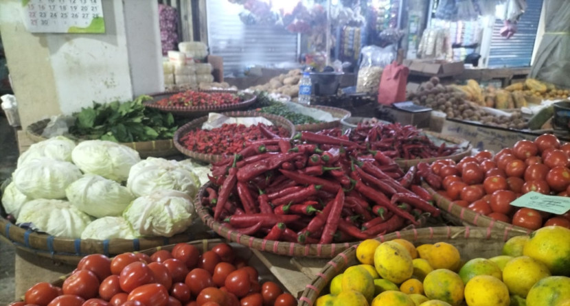 Kondisi kios sayuran di Pasar Pelita Kota Sukabumi.