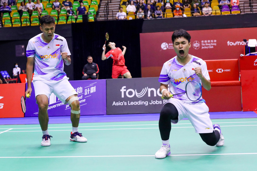 Pasangan ganda putra Bagas Maulana/Leo Rolly Carnando melaju ke perempat final Hong Kong Open 2024. (PBSI)