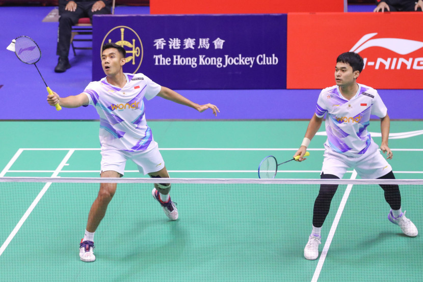 Indonesia memastikan satu tempat di final setelah dua ganda putra saling berhadapan di semifinal Hong Kong Open 2024. (PBSI)